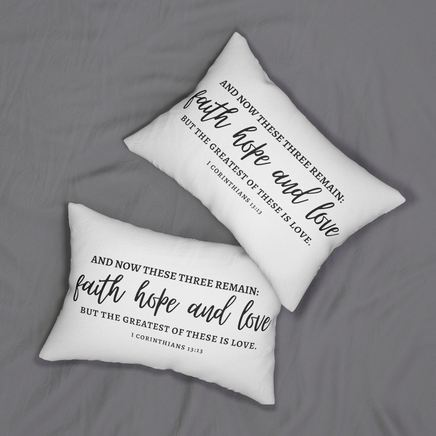 Faith, Hope & Love Bible Verse Pillow | Lumbar Pillow, Accent Pillow, Throw Pillow