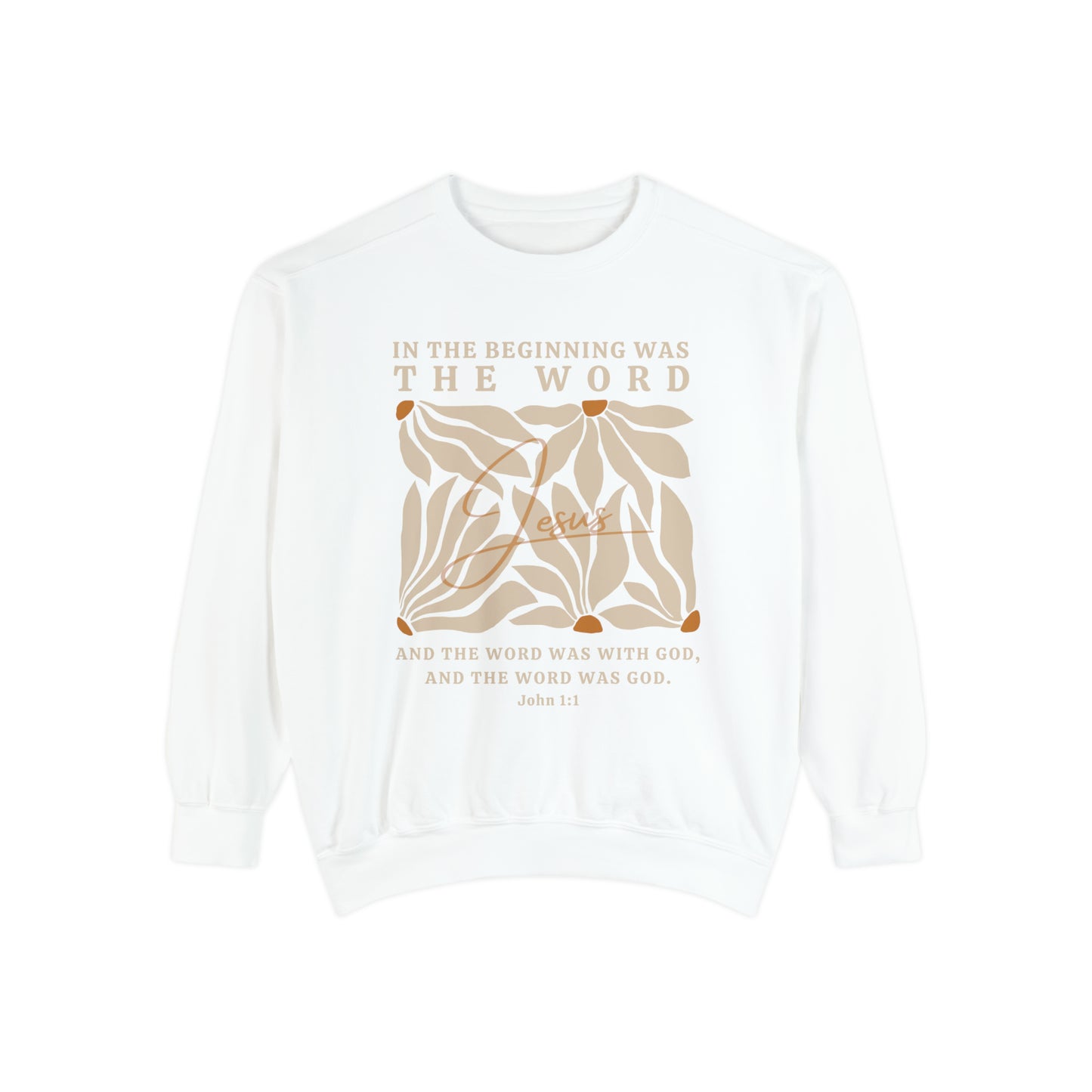 Christian Sweatshirt - John 1:1 In The Beginning Was The Word | Comfort Colors Sweatshirt | Bible Verse Sweater