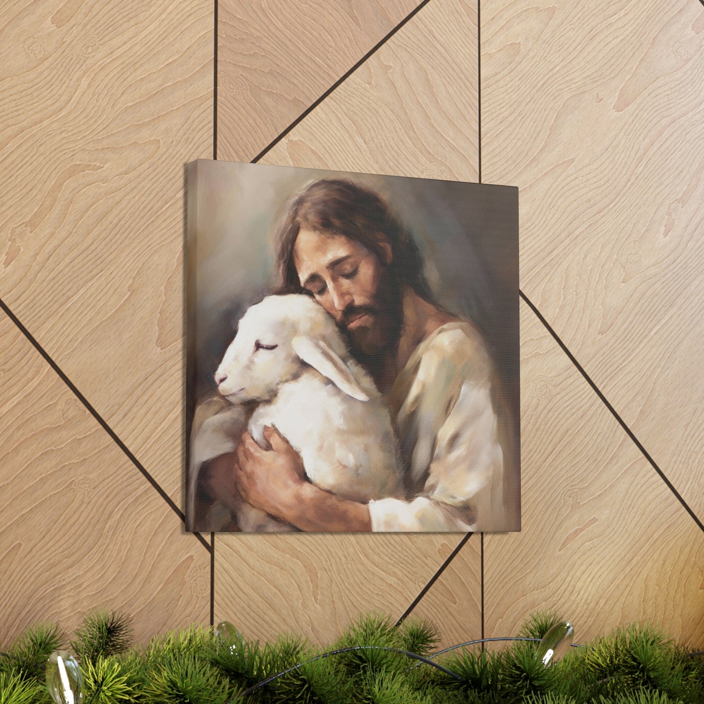 Jesus The Good Shepard & The Lost Sheep Canvas Gallery Wrap | Jesus Christ Wall Art Canvas