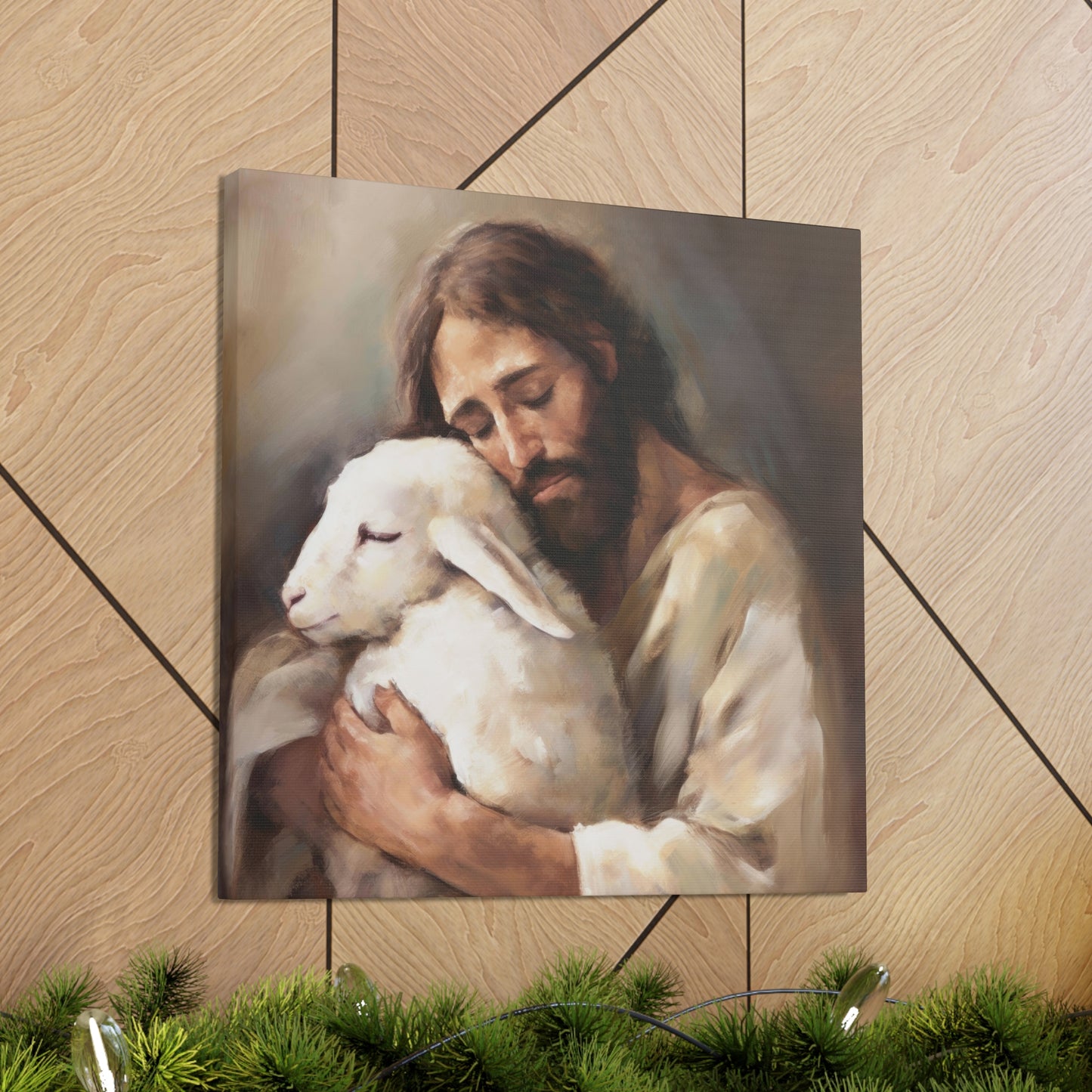 Jesus The Good Shepard & The Lost Sheep Canvas Gallery Wrap | Jesus Christ Wall Art Canvas