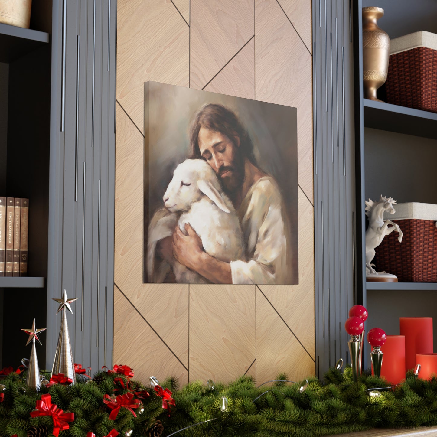 Jesus The Good Shepard & The Lost Sheep Canvas Gallery Wrap | Jesus Christ Wall Art Canvas