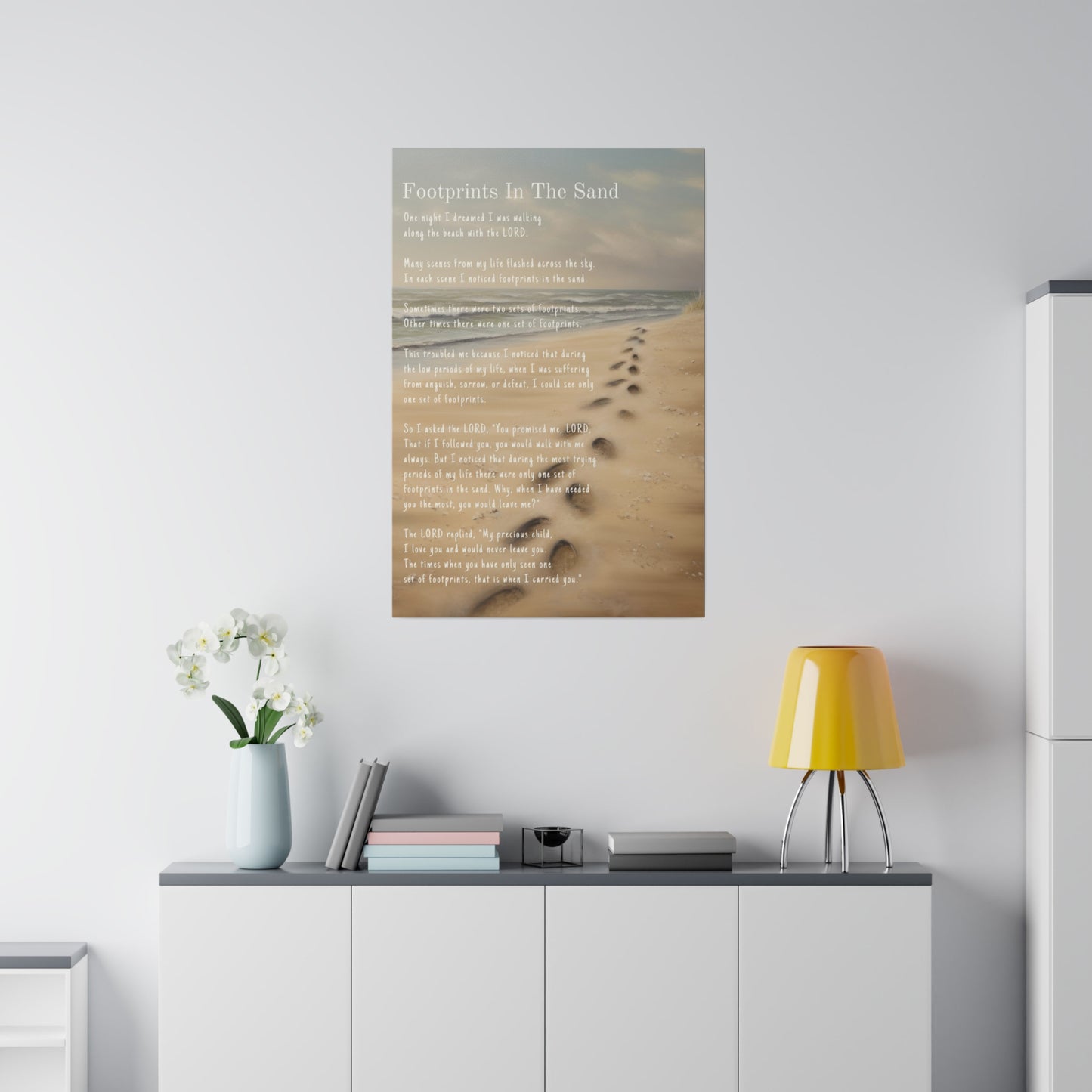 Canvas Wall Art - Footprints In The Sand - Vertical Canvas