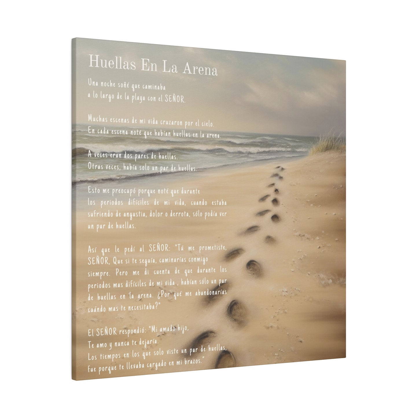Huellas En La Arena - En Español | Spanish Version of Footprints In The Sand | Canvas Gallery Wrap