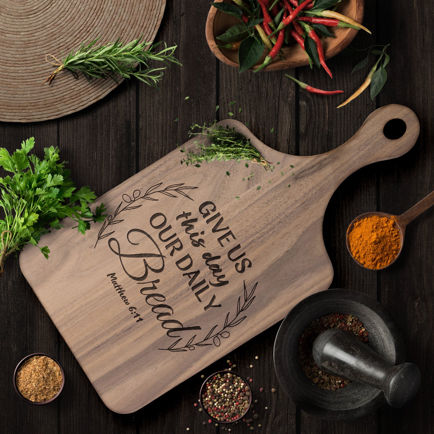 Give Us Our Daily Bread Wooden Cutting Board