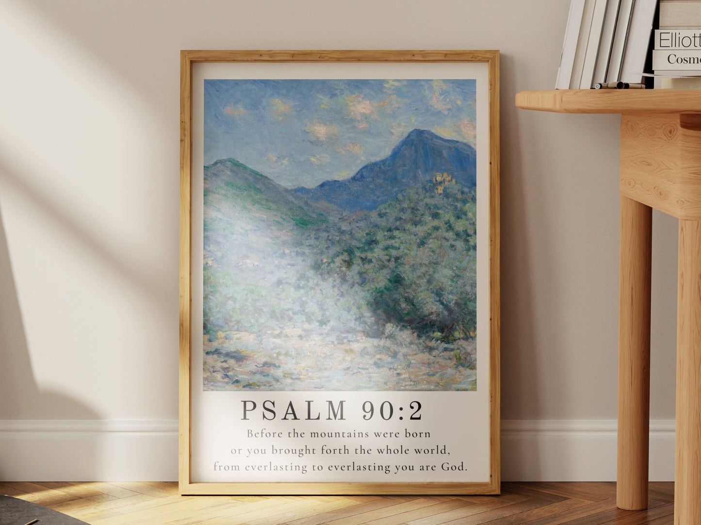 Psalm 90:2 Scripture Wall Art | Vintage Claude Monet Painting with Bible Verse - Unframed Print