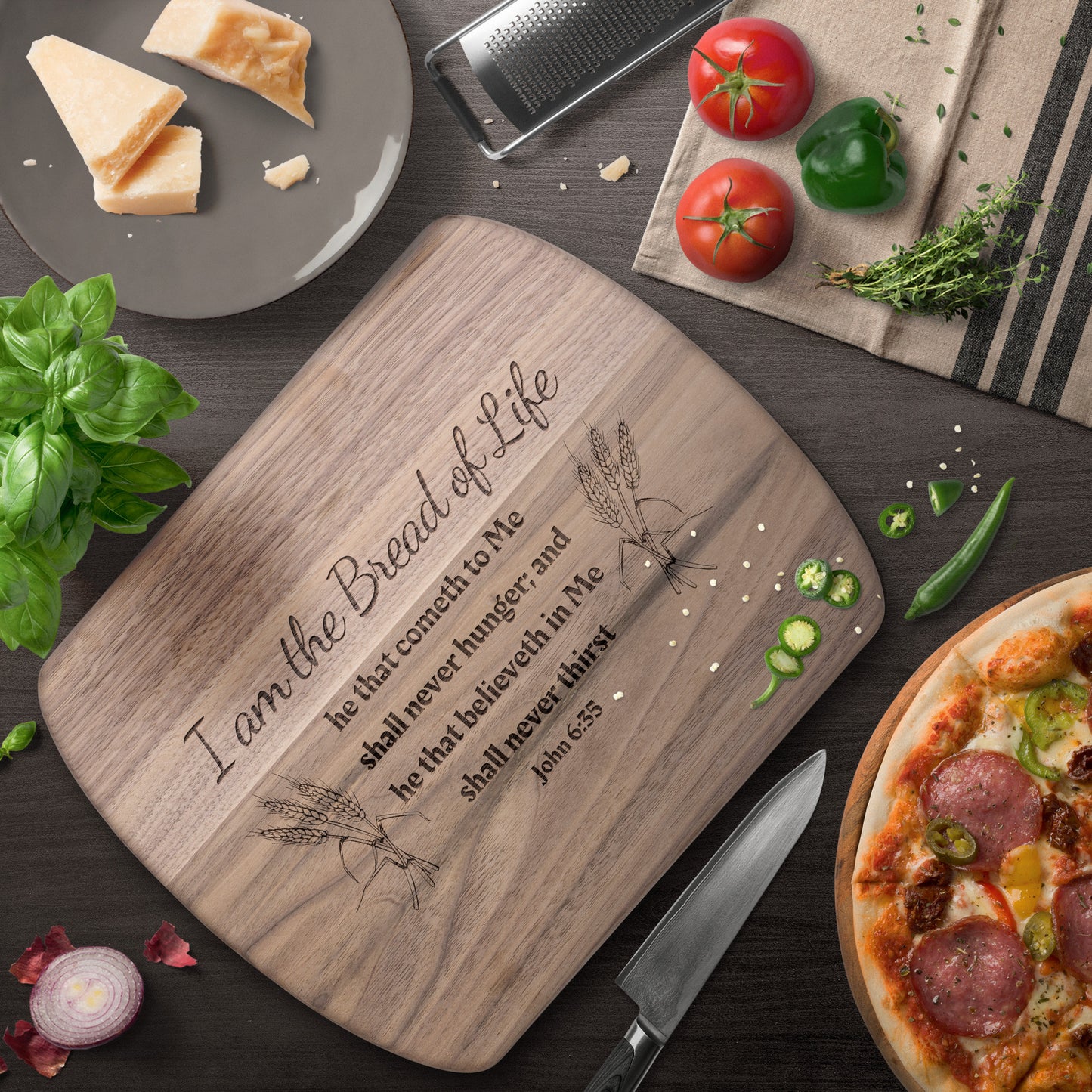 The Bread of Life Cutting Board - Maple / Walnut Wood Cutting Board