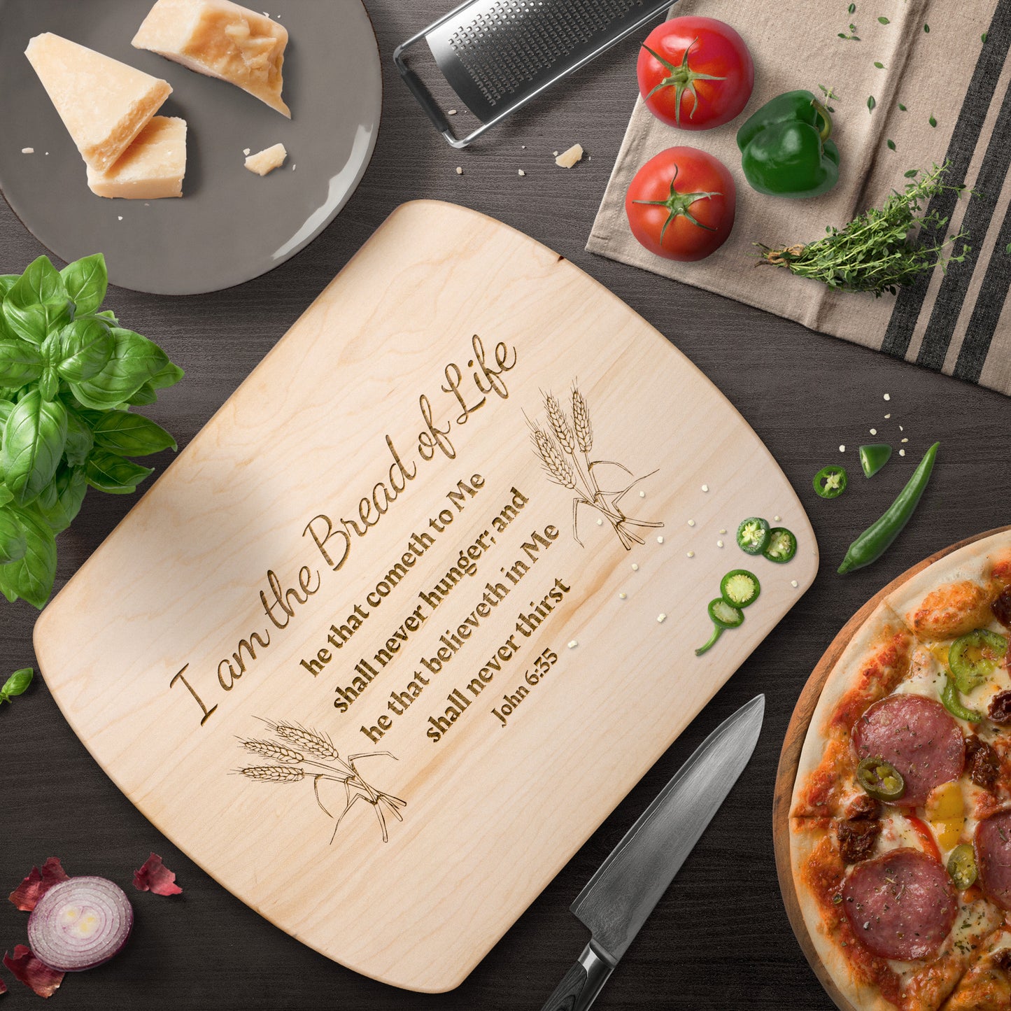 The Bread of Life Cutting Board - Maple / Walnut Wood Cutting Board
