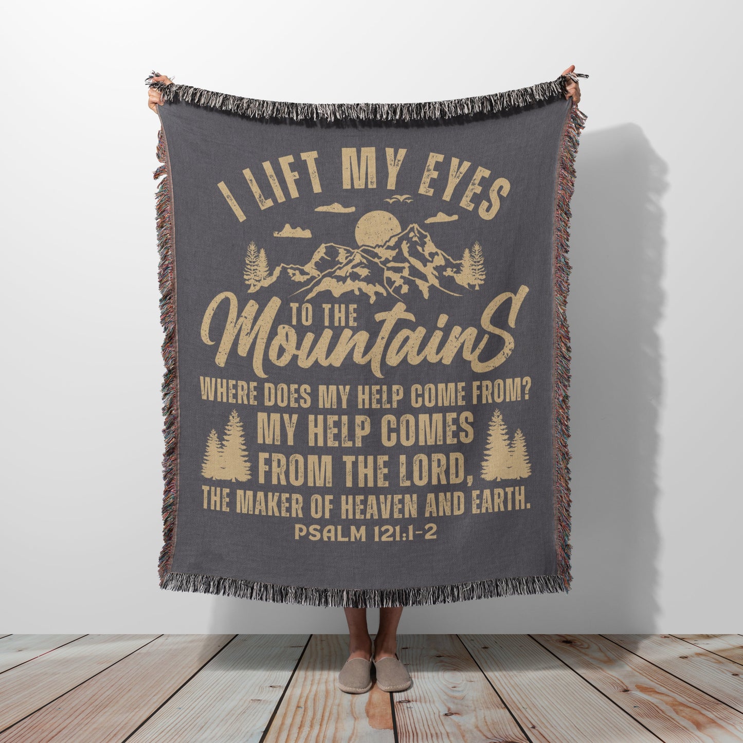 Psalm 121 Bible Verse Blanket - Christian Blanket | 100% Cotton Woven Blanket