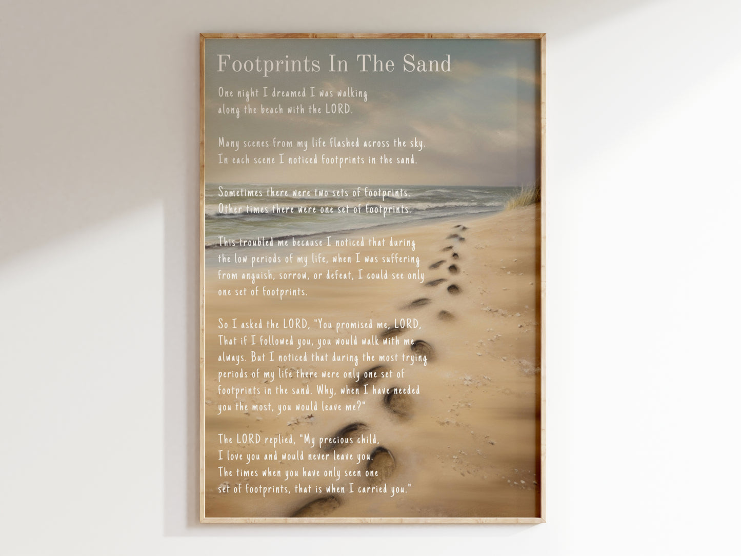 Footprints In The Sand Wall Print | Christian Wall Art Decor- Unframed PHYSICAL PRINT