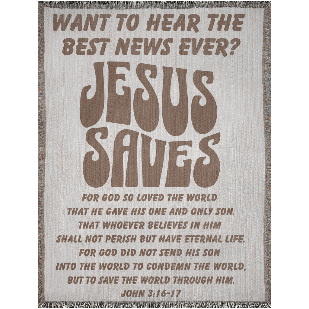 Jesus Saves Woven Blanket - Boho blanket, Bible Verse Blanket