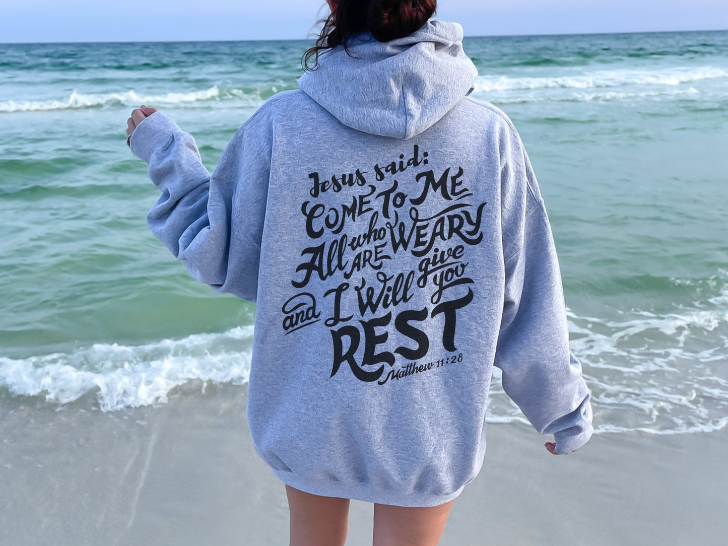 Jesus Hoodie - Bible Verse Hoodie | Come to Me, I Will Give You Rest - Matthew 11