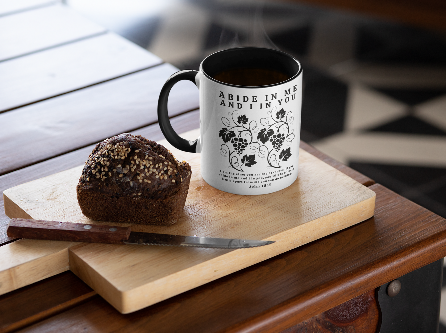 Abide In Me Christian Coffee Mug - John 15:5 Bible Verse Mug