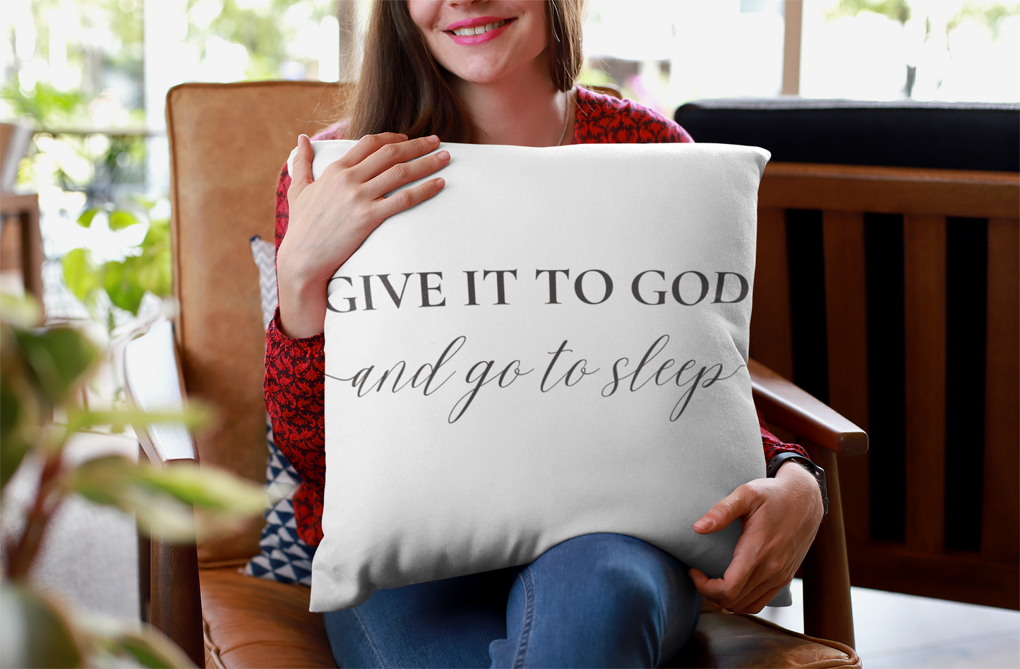 Give it to God and Go to Sleep Pillow | Christian Pillow Cover and Pillow