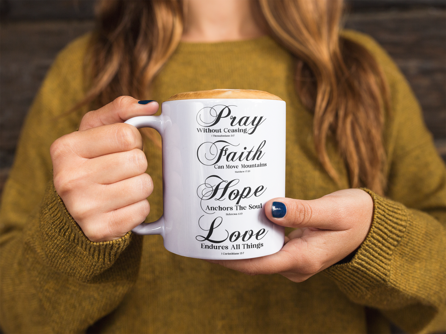 Pray Faith Hope Love Ceramic Mug - Christian Coffee Cup