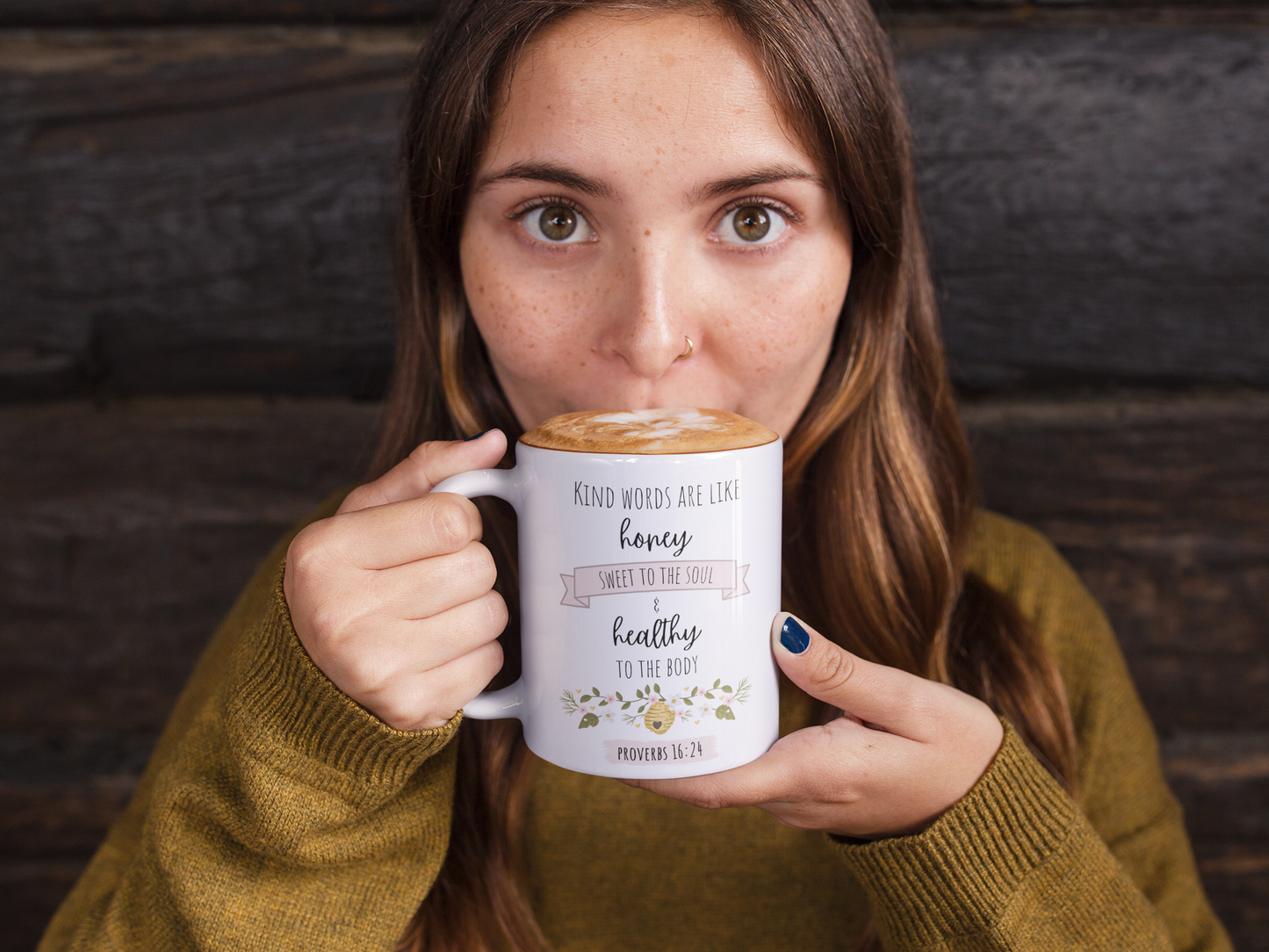 Proverbs 16:24 Bible Verse Mug - Kind Words Are Like Honey | Tea & Coffee Mug