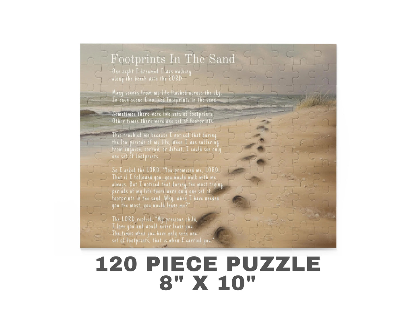 Footprints In The Sand Puzzle | Footprints Poem Puzzle, Beach Puzzle, Bible Verse Puzzle, Inspirational Jigsaw Puzzle (120, 252, 500-Piece)