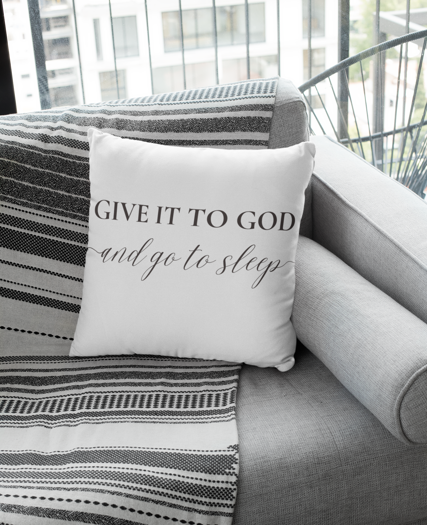 Give it to God and Go to Sleep Pillow | Christian Pillow Cover and Pillow