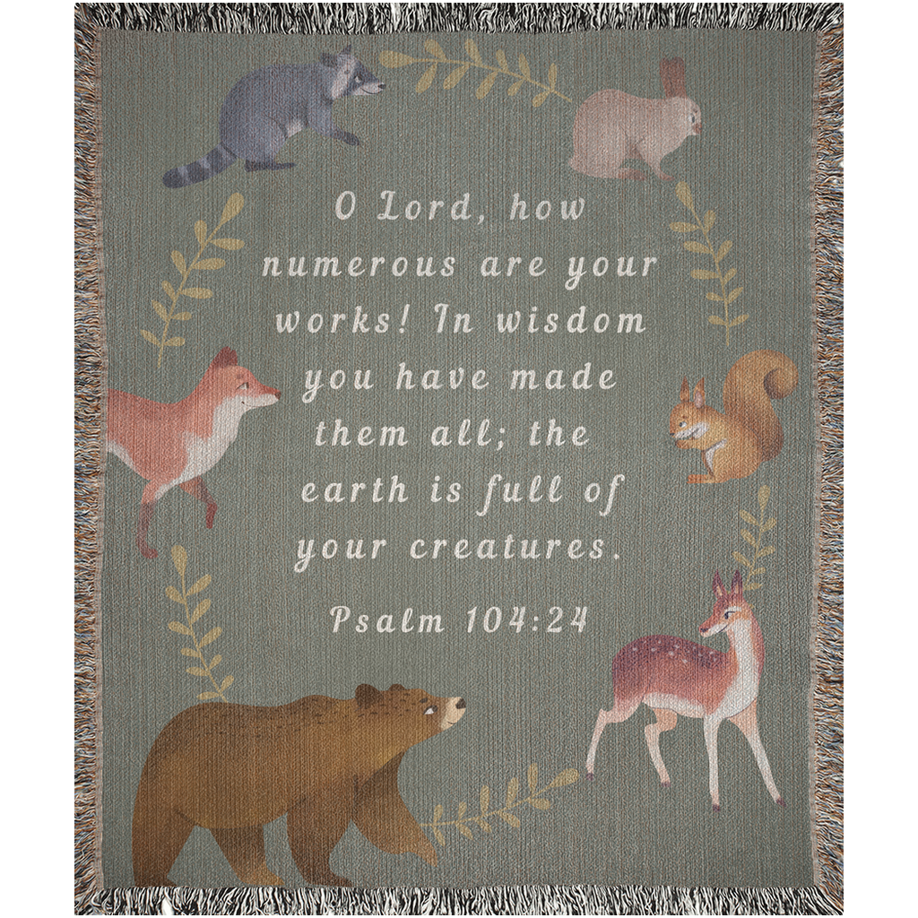 Woodland Animals Bible Verse Woven Blanket