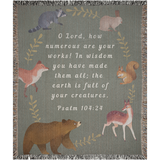 Woodland Animals Bible Verse Woven Blanket