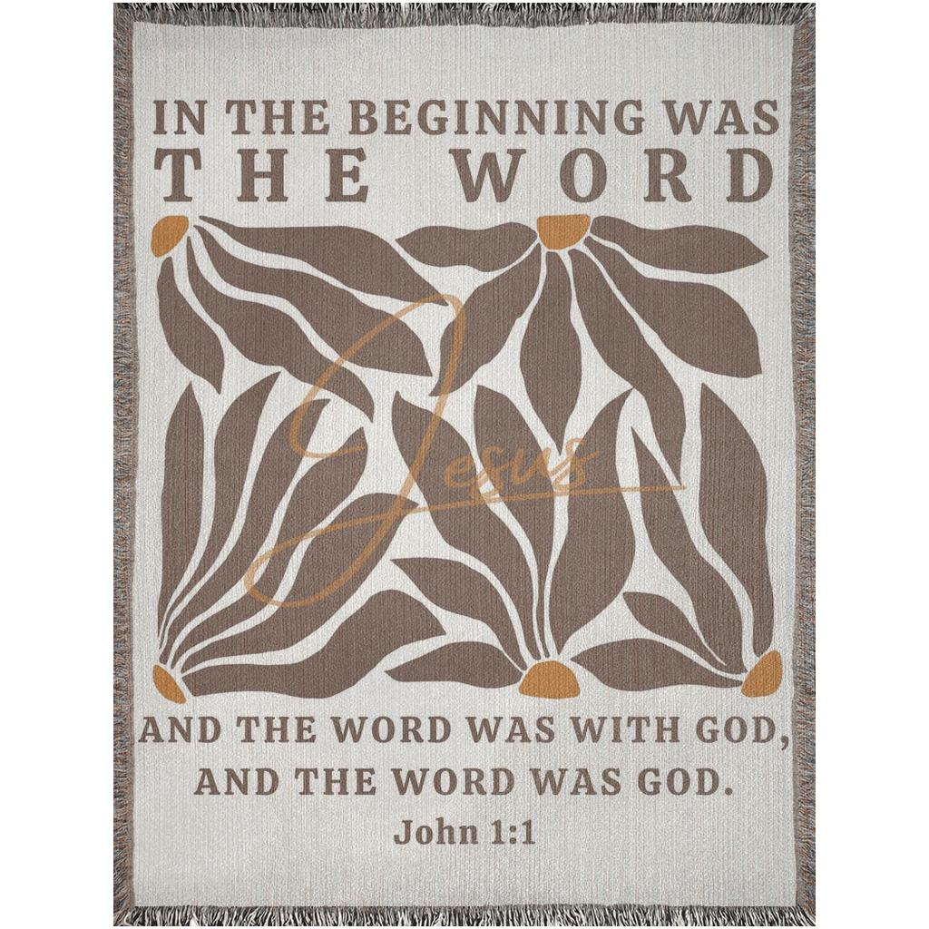 John 1:1 Woven Blanket - In The Beginning Was The Word | Jesus Blanket, Bible Verse Blanket - Cotton Woven Blanket