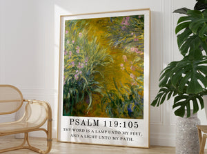 Thy Word Is a Lamp to My Feet and Light to My Path - Psalm 119:105 | Vintage Claude Monet Art with Psalm Scripture - Unframed Art Print
