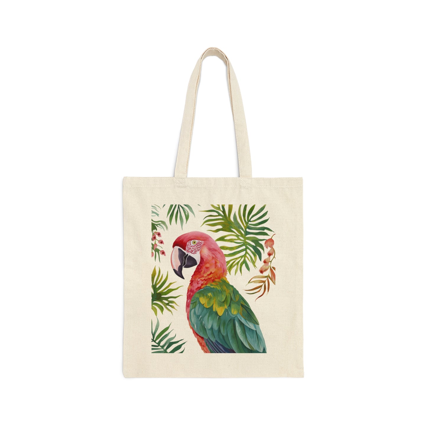 Colorful Parrot Tote Bag - Made of 100% Cotton - Durable Canvas Tote Bag for Beach, Shopping, School