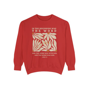 Christian Sweatshirt - John 1:1 In The Beginning Was The Word  | Comfort Colors Sweatshirt | Bible Verse Sweater