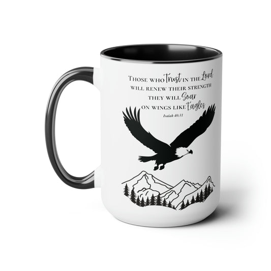 Trust in the Lord Christian Coffee Mug - Soar on Wings Like Eagles - Isaiah 40