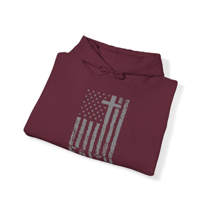 USA Flag Patriotic American Hooded Sweatshirt | Faith Over Fear Prayer Pullover Hoodie