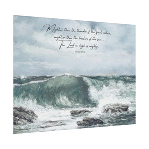 Psalm 93:4 Scripture Wall Art - Mightier Than the Waves - The Lord is Mighty | Coastal Wave Painting Print - Unframed Art