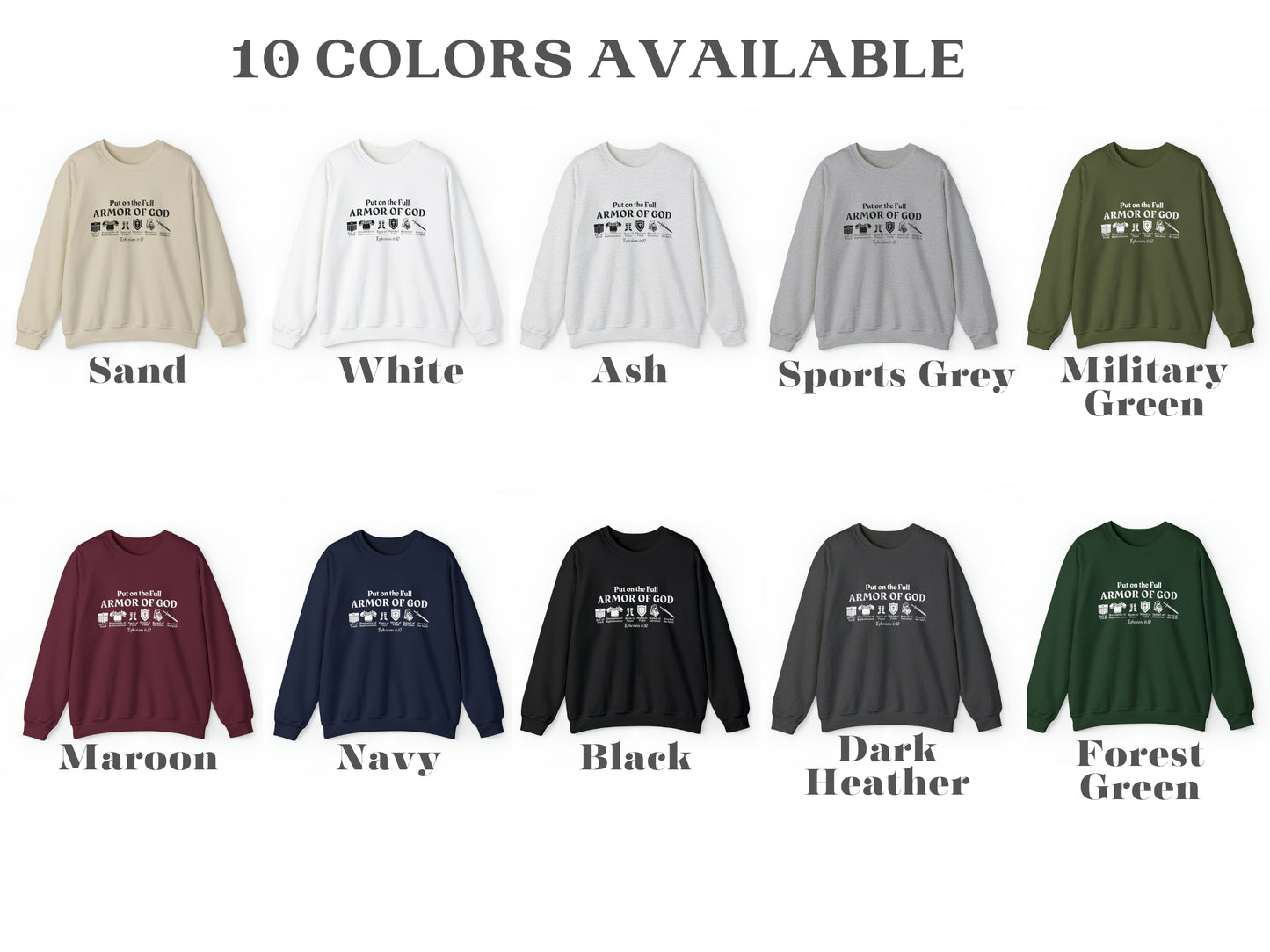 Put on The Full Armor of God Sweatshirt - Christian Crewneck Sweatshirt | Bible Verse Sweater