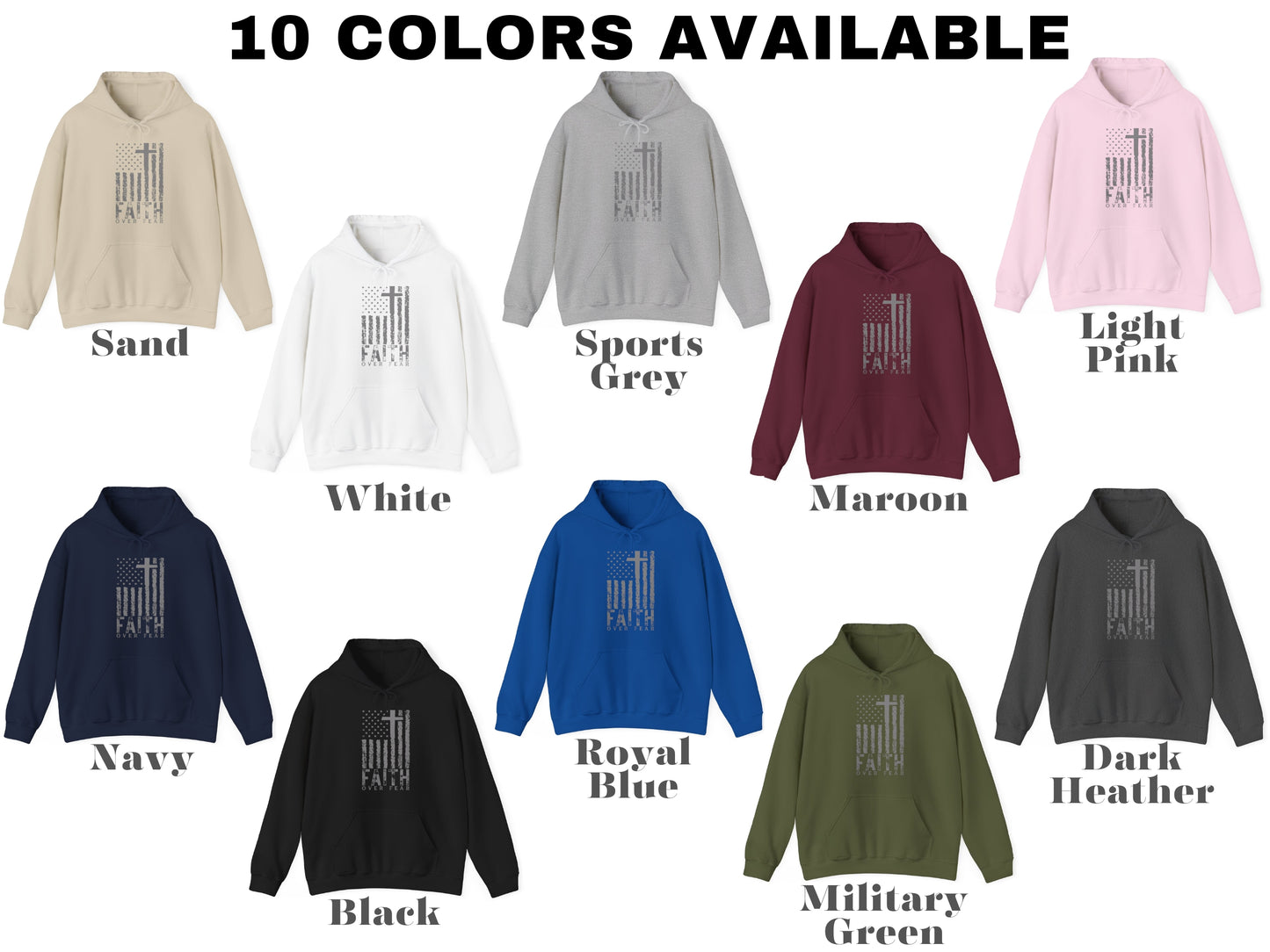 USA Flag Patriotic American Hooded Sweatshirt | Faith Over Fear Prayer Pullover Hoodie