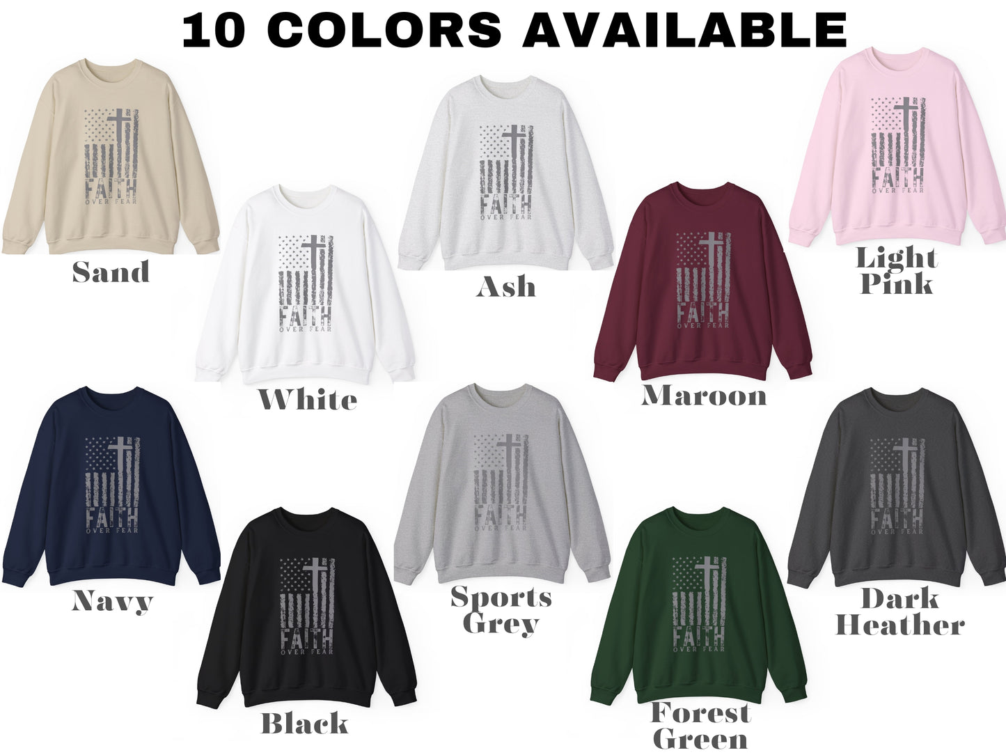 American Flag Sweatshirt - Faith Over Fear Sweater | Patriotic Sweatshirt, USA Flag Sweater