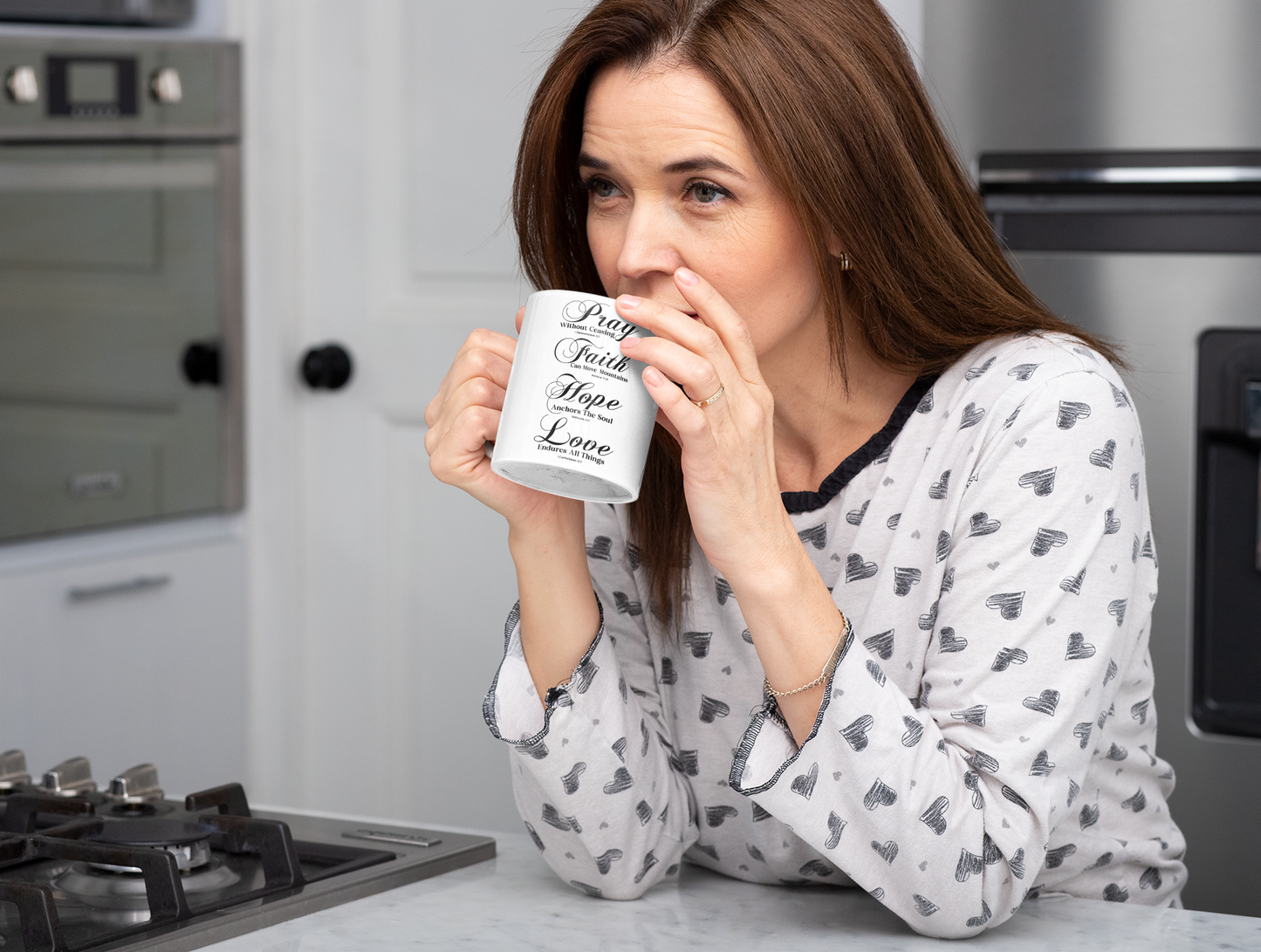 Pray Faith Hope Love Ceramic Mug - Christian Coffee Cup