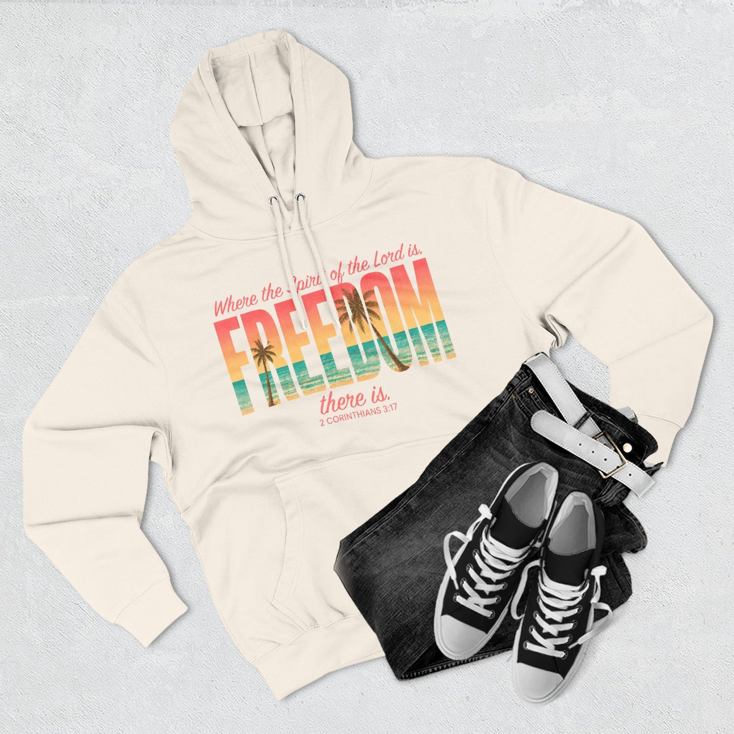 Freedom Hoodie — "The Spirit of the Lord" Faith Surf Beach Hoodie