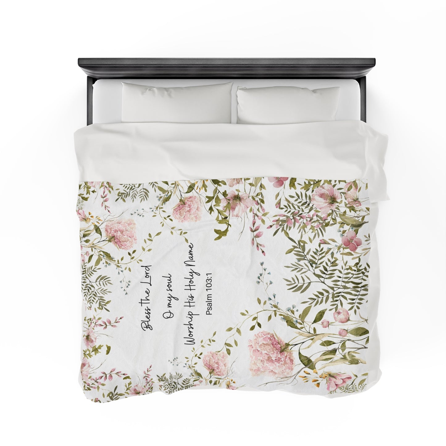 Bless The Lord, O My Soul - Psalm 103 Bible Verse Blanket | Flower Blanket - Throw Blanket