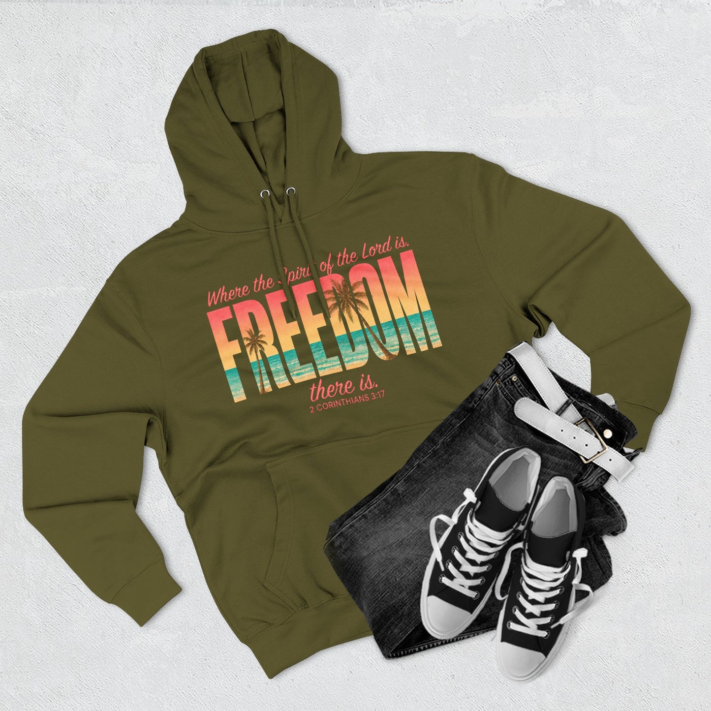 Freedom Hoodie — "The Spirit of the Lord" Faith Surf Beach Hoodie