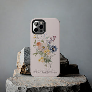 Flower Phone Case with Bible Verse Isaiah 40:8, Bible Verse Phone Case