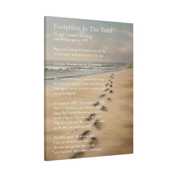 Canvas Wall Art - Footprints In The Sand - Vertical Canvas Hover