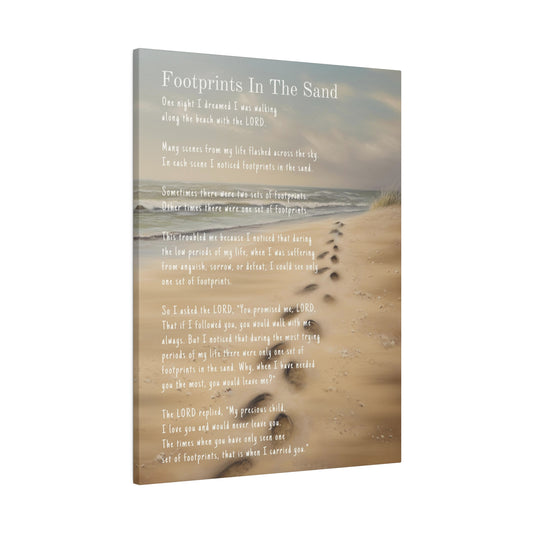 Canvas Wall Art - Footprints In The Sand - Vertical Canvas