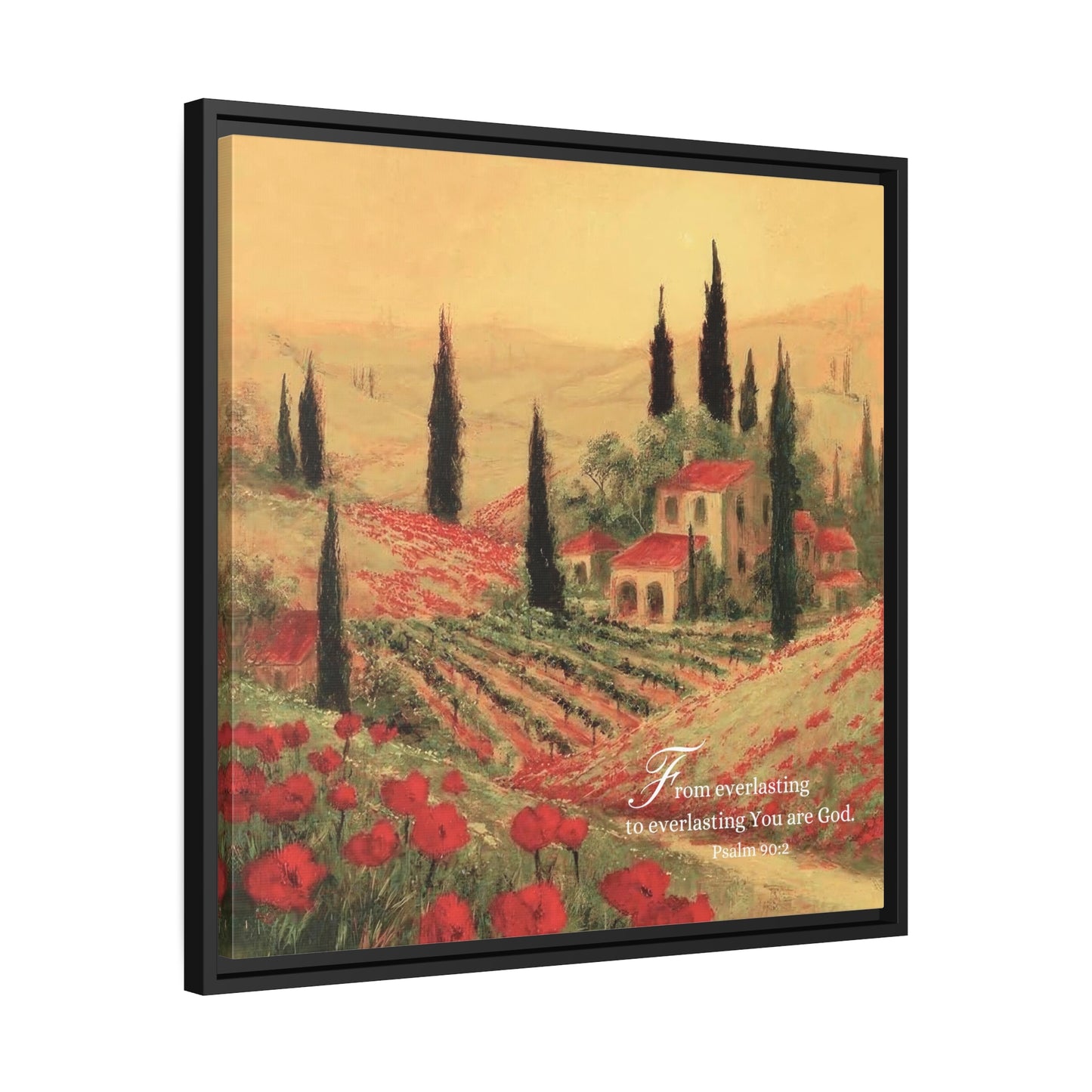 Psalm Scripture Canvas with Black Frame - Psalm 90:2 | Bible Verse with Tuscany Painting Print on Canvas