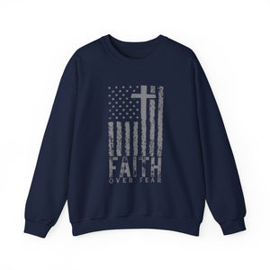 American Flag Sweatshirt - Faith Over Fear Sweater | Patriotic Sweatshirt, USA Flag Sweater