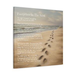 Footprints in the Sand Canvas Wall Art | Footprints Poem Canvas Gallery Wrap