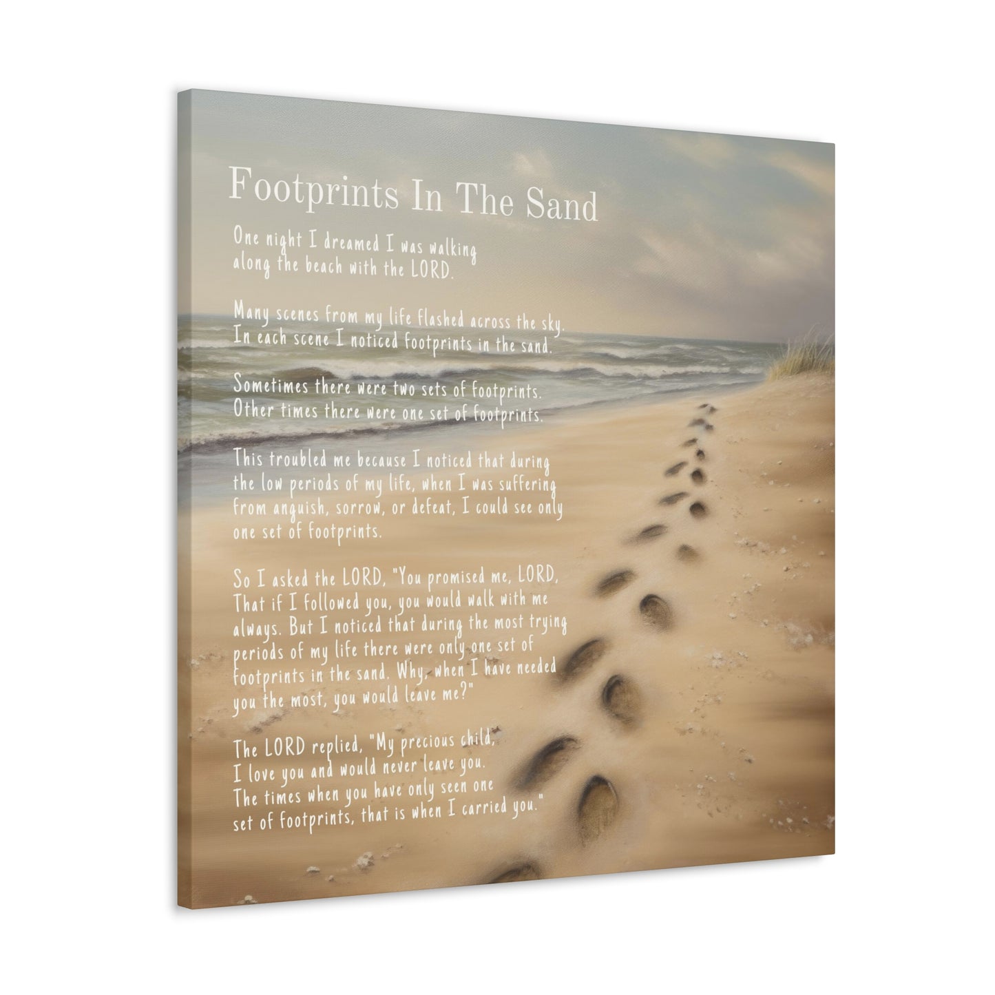 Footprints in the Sand Canvas Wall Art | Footprints Poem Canvas Gallery Wrap