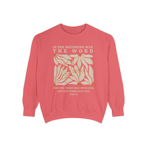 Christian Sweatshirt - John 1:1 In The Beginning Was The Word  | Comfort Colors Sweatshirt | Bible Verse Sweater