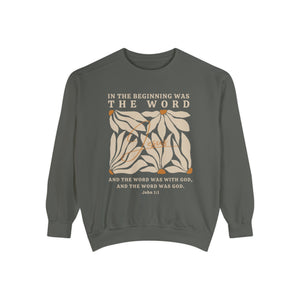 Christian Sweatshirt - John 1:1 In The Beginning Was The Word  | Comfort Colors Sweatshirt | Bible Verse Sweater