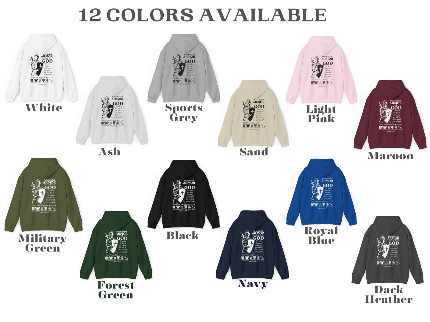 Put On The Full Armor of God Hooded Sweatshirt | Bible Verse Hoodie - Ephesians 6:10-17