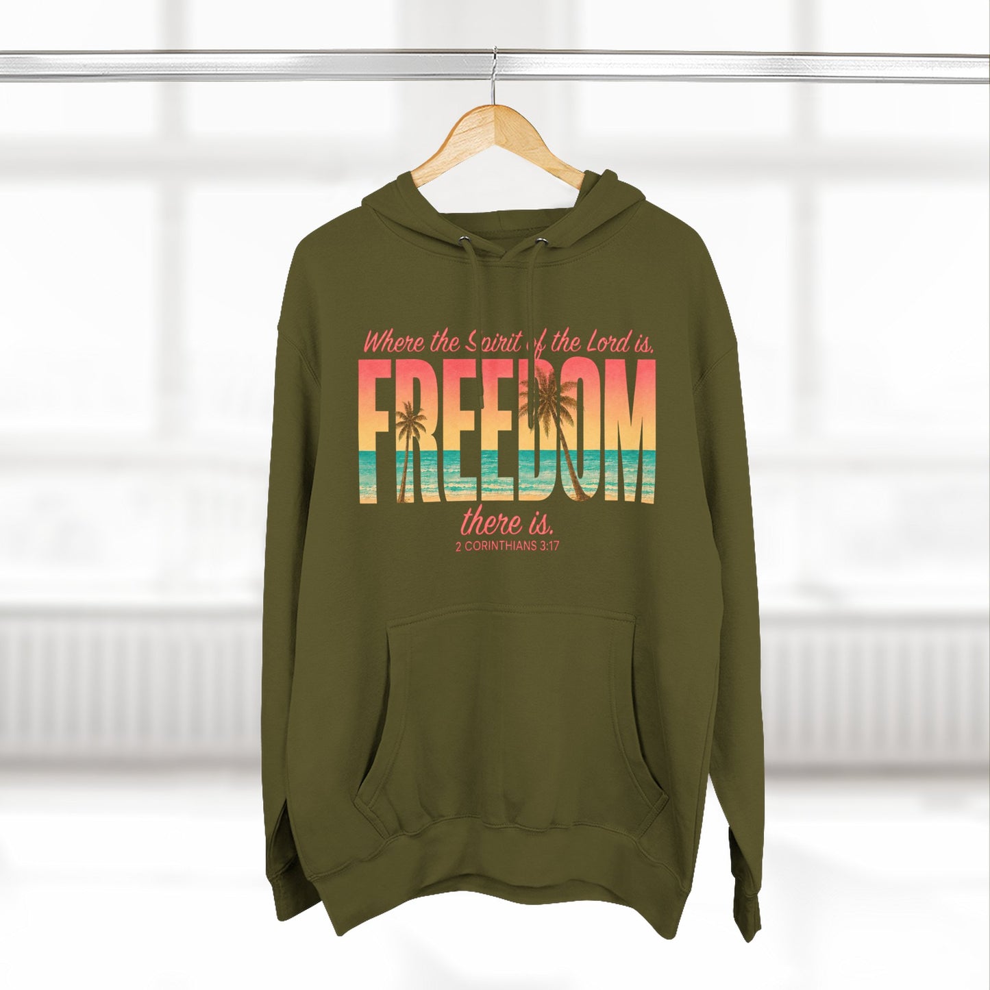 Freedom Hoodie — "The Spirit of the Lord" Faith Surf Beach Hoodie