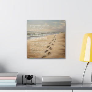 Footprints in the Sand Canvas Wall Art | Footprints Poem Canvas Gallery Wrap