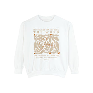 Christian Sweatshirt - John 1:1 In The Beginning Was The Word  | Comfort Colors Sweatshirt | Bible Verse Sweater